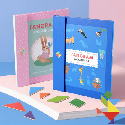Wooden Jigsaw Magnetic Tangram Puzzle Book