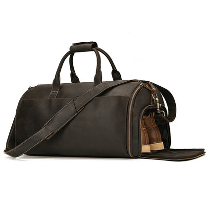 Crazy Horse Leather Travel Bag for Suits