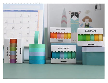 6-Pack Pastel Washi Masking Tape Set – 0.9cm × 3m