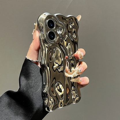 Mobile Phone Case – Glossy Wrinkle Plating Wave Border Case for iPhone