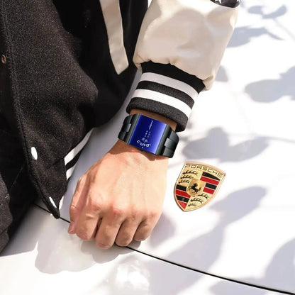 Men's Rectangle Stainless Steel Quartz Watch