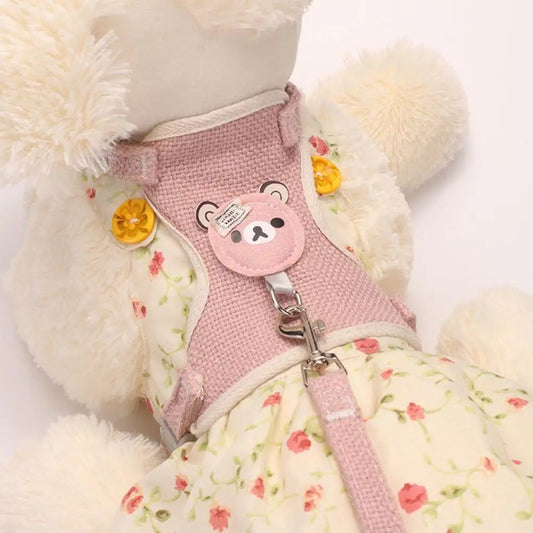 Bear Pet Harness & Leash Set for Small Dogs & Cats