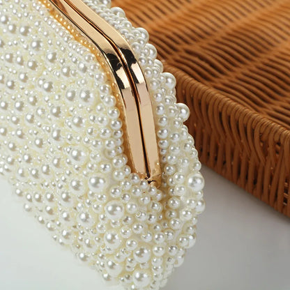 Pearl Beaded Shell Evening Clutch