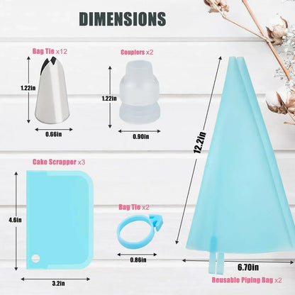 Reusable Silicone Piping Bag Cake Decorating Set