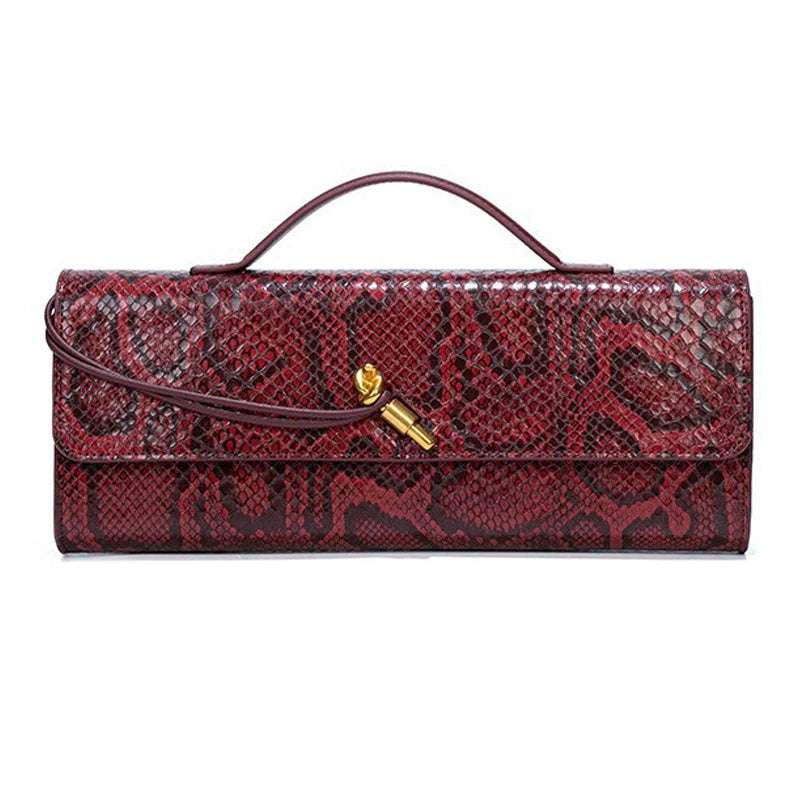 Luxury Snakeskin Top Handle Shoulder Bag