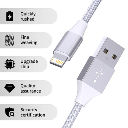 5-Pack Braided USB to Lightning Charging Cables