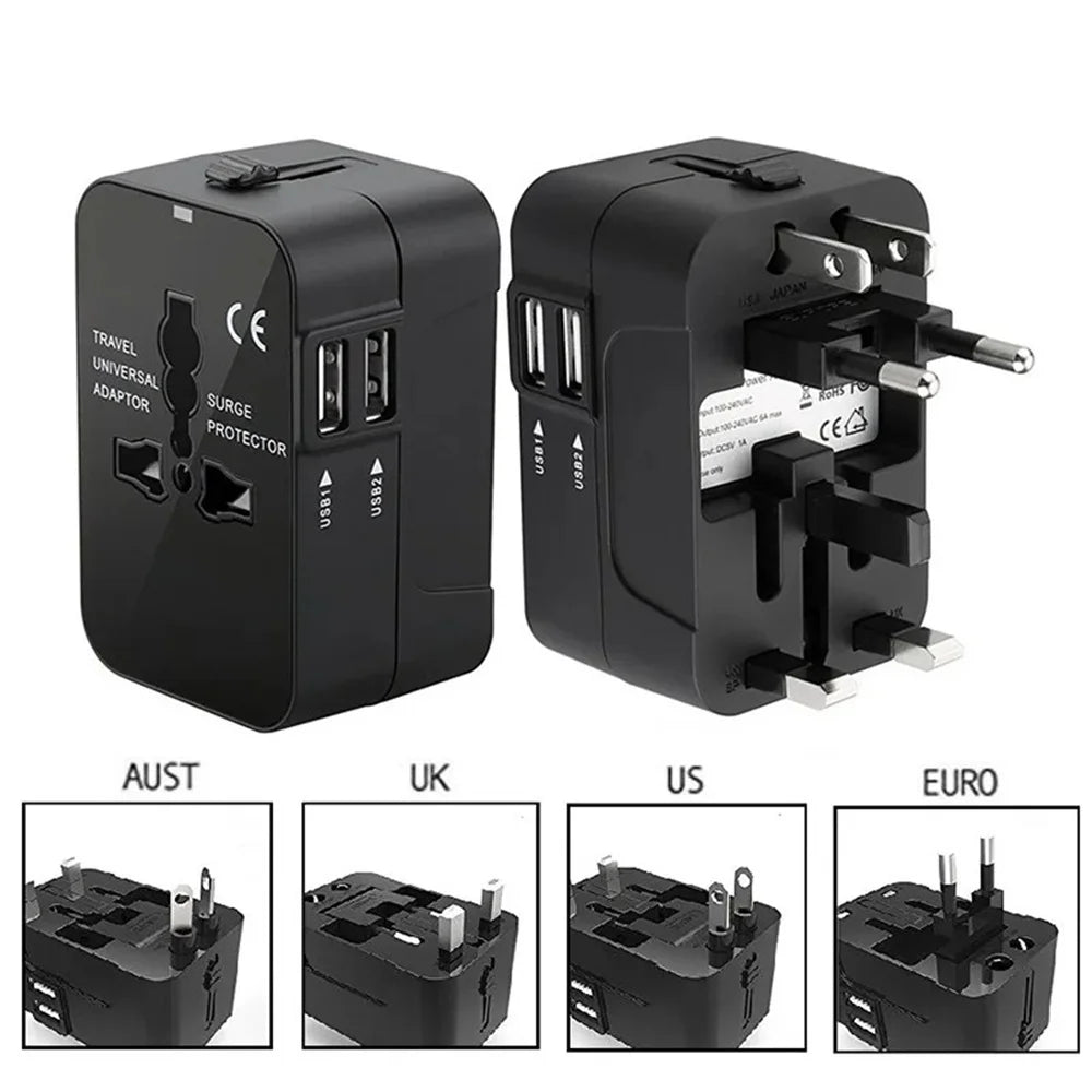 Universal Travel Adapter with Dual USB & Type-C