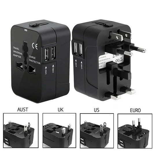 Universal Travel Adapter with Dual USB & Type-C