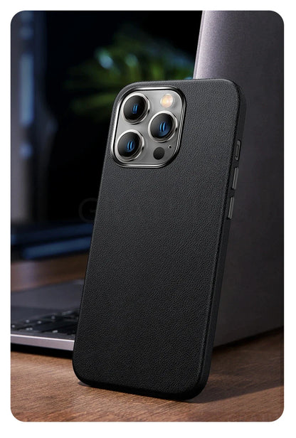 Luxury Leather Magnetic Wireless Charging Case For iPhone