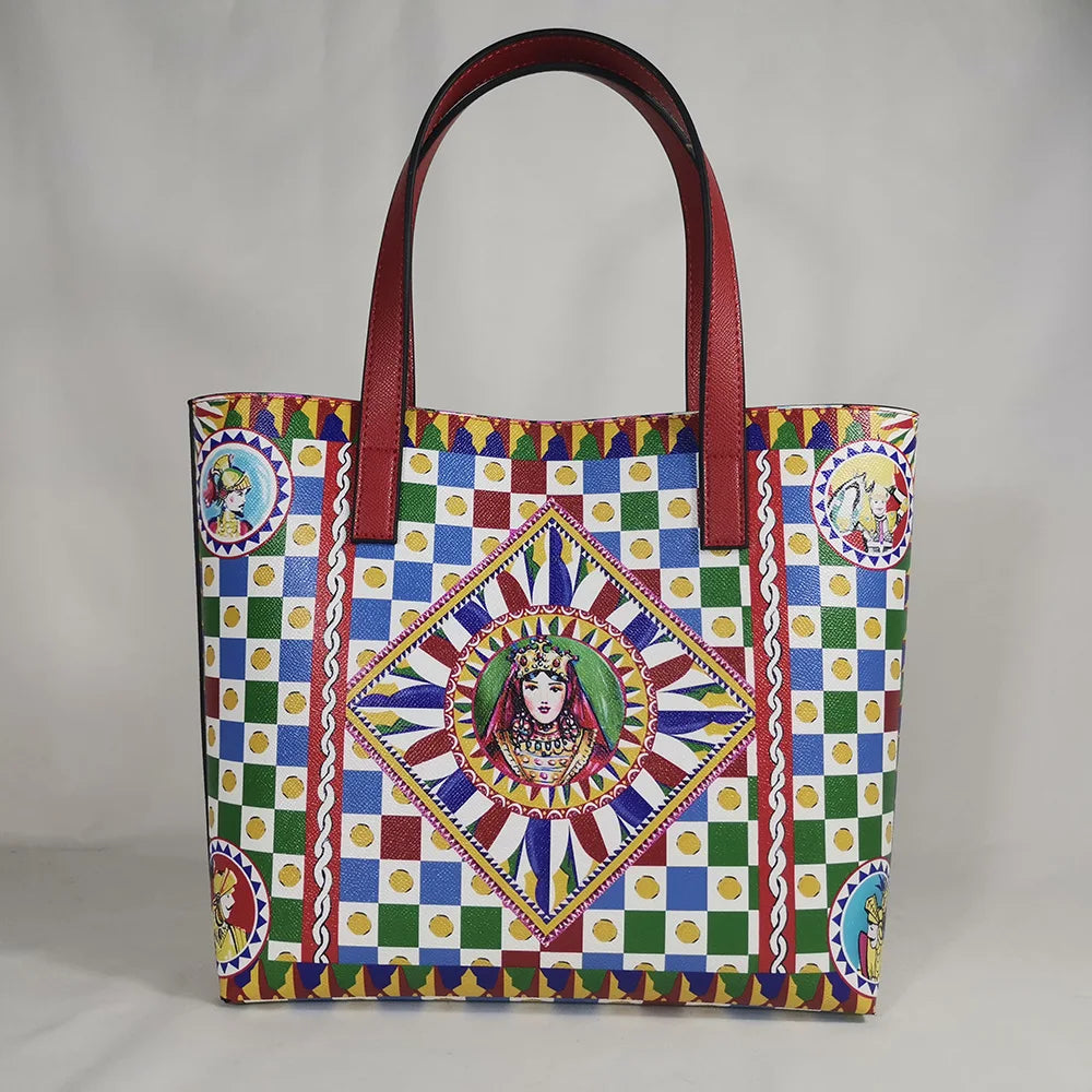 Italian-Inspired Printed PU Leather Tote Bag
