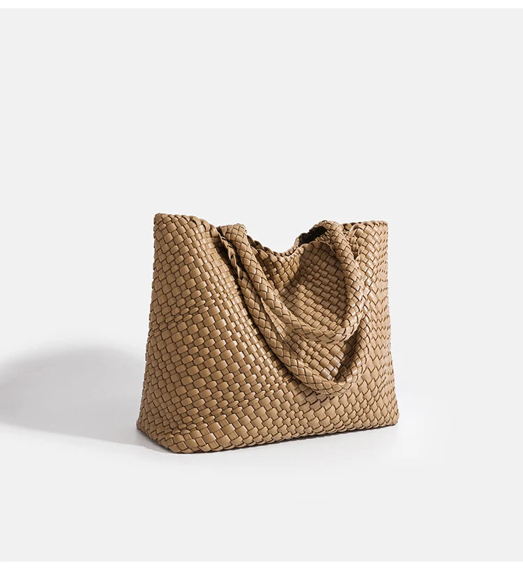 Woven PU Leather Tote Bag with Coin Purse