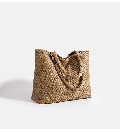 Woven PU Leather Tote Bag with Coin Purse