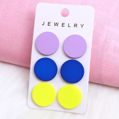 Acrylic Round Square Hexagonal Heart Stud Earrings