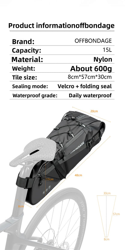 Waterproof Bicycle Saddle Bag 15L