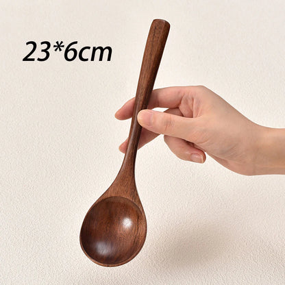 Japanese Style Wooden Soup Spoon with Long Handle
