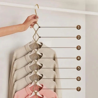 Stainless Steel 7-Hole Space-Saving Clothes Hanger