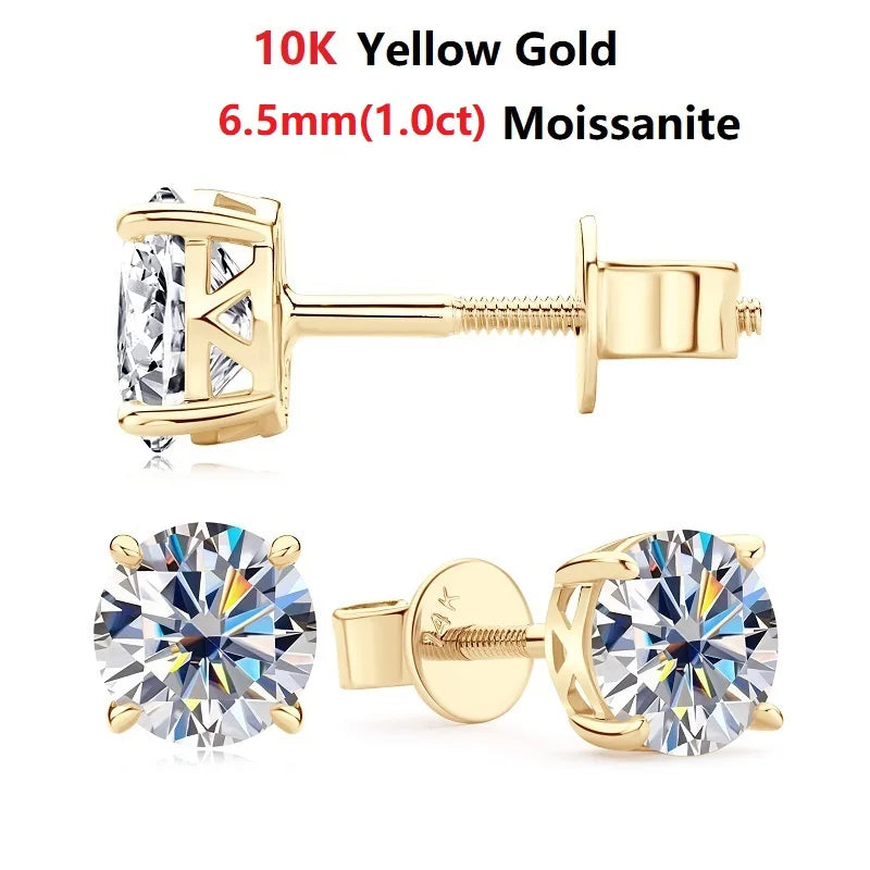 14K Gold Moissanite Screw Back Earrings