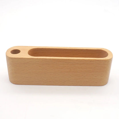 Wooden Business Card Holder Desk Organizer with Pen Slot
