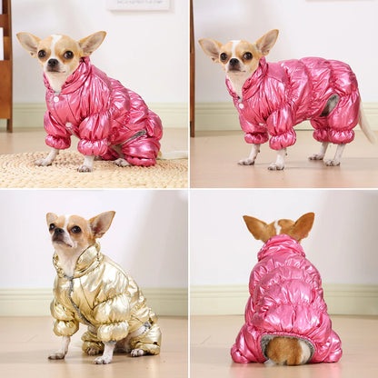 Winter Waterproof Dog Jumpsuit with Warm Fleece Lining