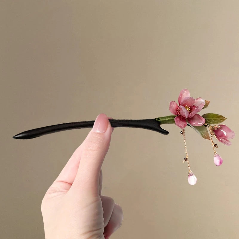 Chinese Style Floral Hair Stick with Tassel