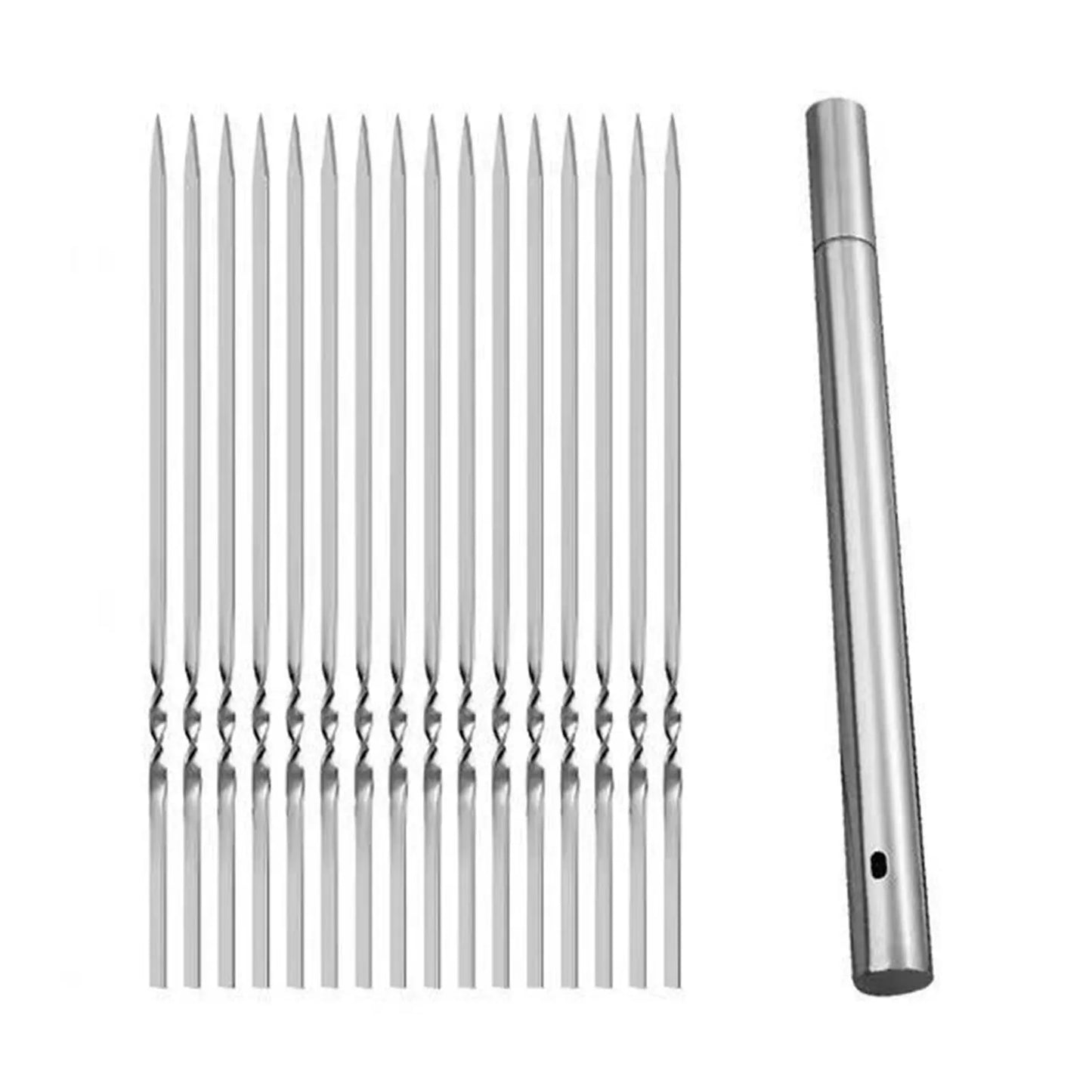 Stainless Steel BBQ Skewer Set with Storage Tube