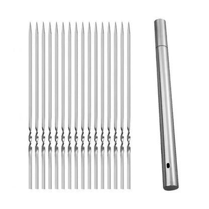 Stainless Steel BBQ Skewer Set with Storage Tube