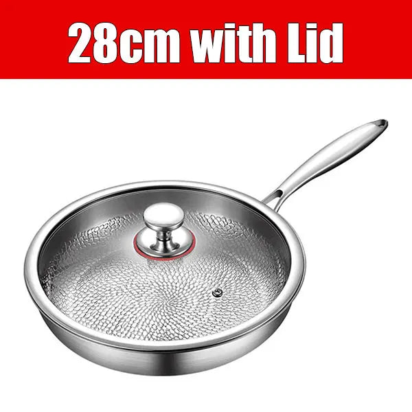 3-Layer Stainless Steel Chef’s Frying Pan with Glass Lid