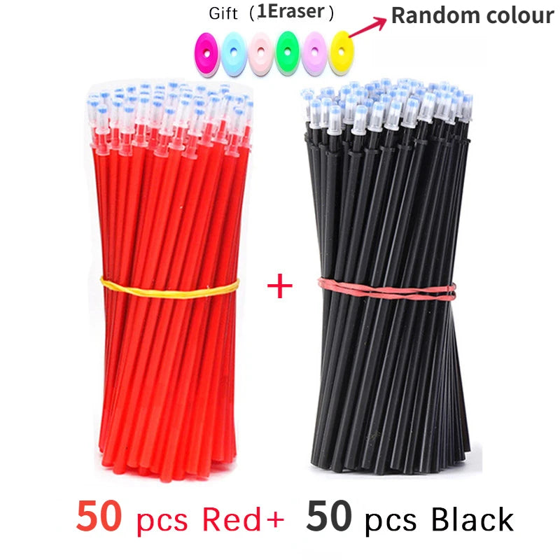 100-Pack 0.5mm Erasable Gel Ink Refills with Bonus Erasers