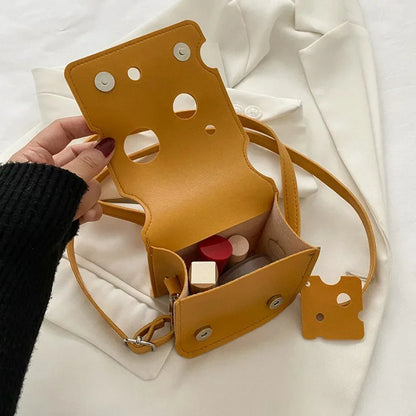Cheese-Shaped Mini Crossbody Bag for Women