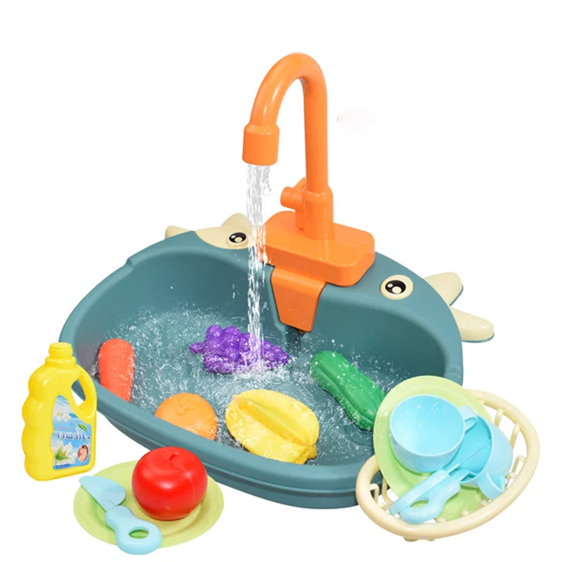 Kids Kitchen Sink Toys Simulation Electric Dishwasher