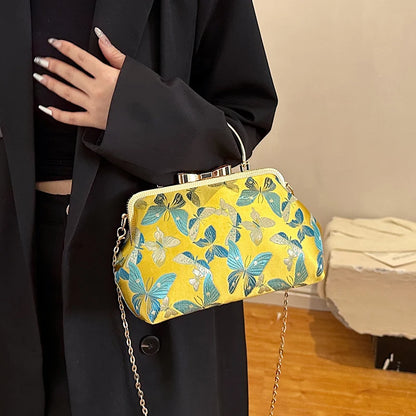 Vintage Embroidered Chain Clutch Handbag