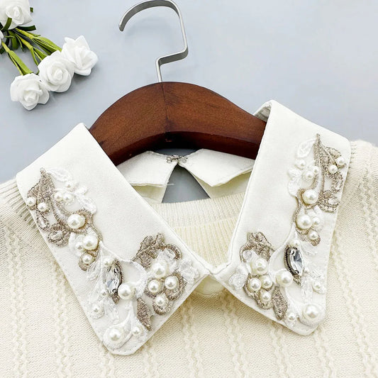 Women’s Detachable Pearl Embroidered Collar