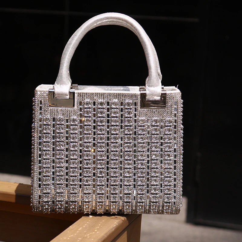 Crystal Inlaid Evening Satchel Bag