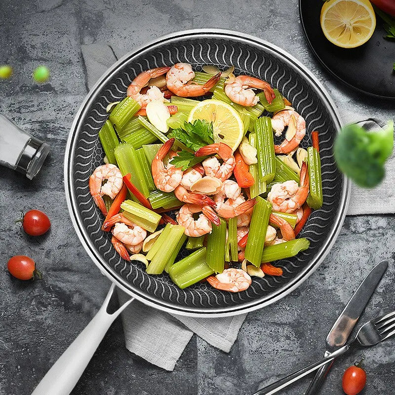 Tri-Ply Stainless Steel Honeycomb Frying Pan