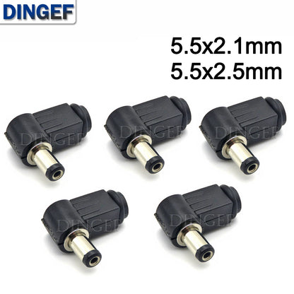 Right Angle DC Barrel Power Plug Solder Connectors for Cable Wiring