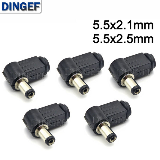 Right Angle DC Barrel Power Plug Solder Connectors for Cable Wiring