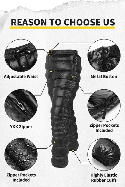 Ultralight Down Pants – 800FP Warm Waterproof Hiking Trousers