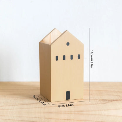 Wooden House Pen Holder & Desktop Organizer