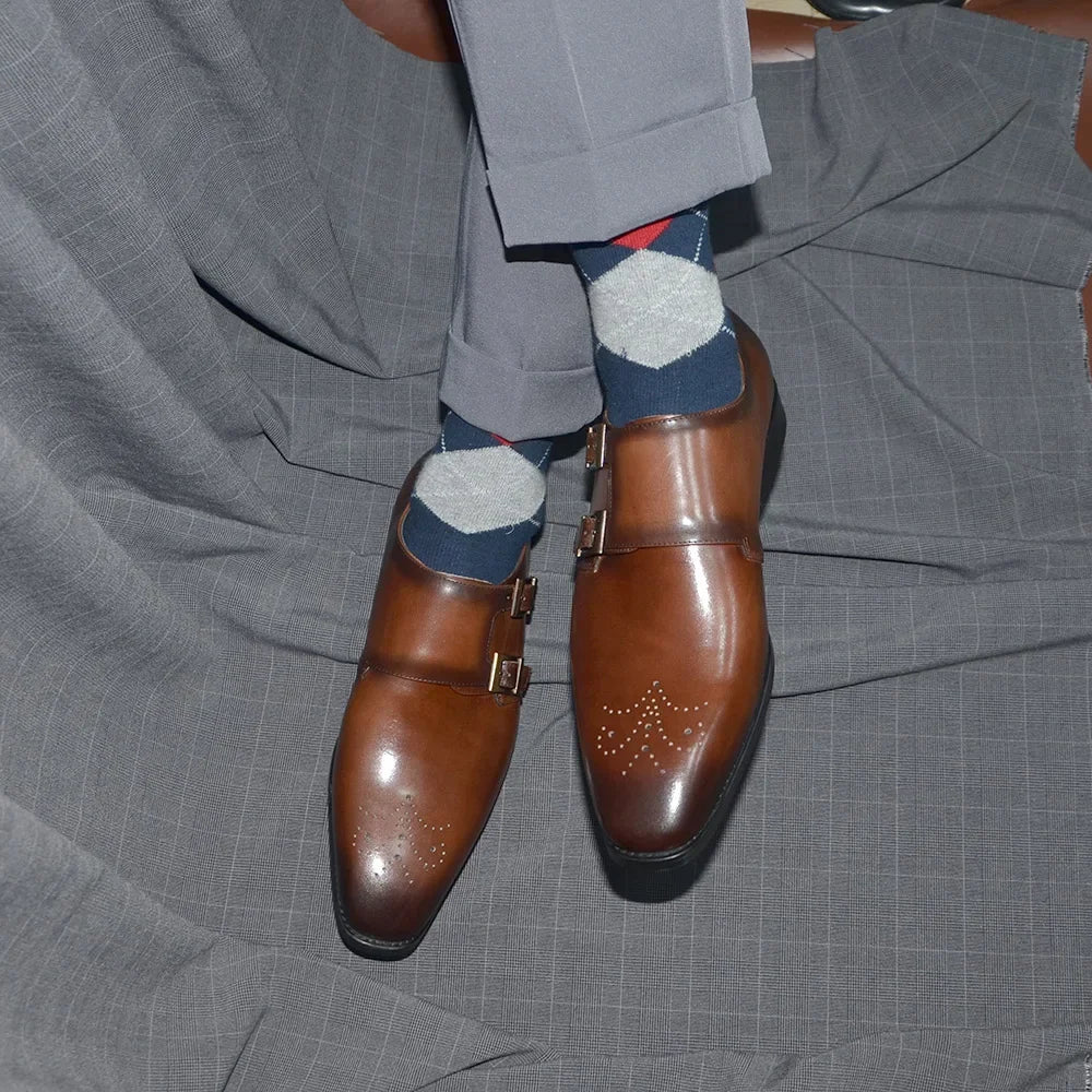 Italian Style Luxury Genuine Leather Monk Strap