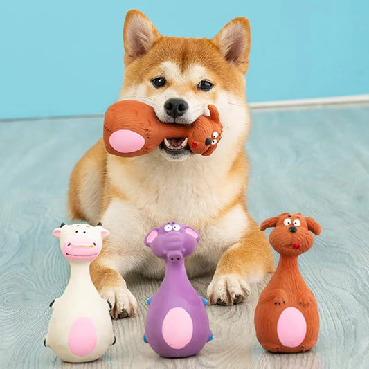 Cartoon Squeaky Rubber Dog Toy