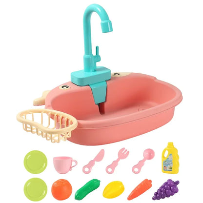 Kids Kitchen Sink Toys Simulation Electric Dishwasher