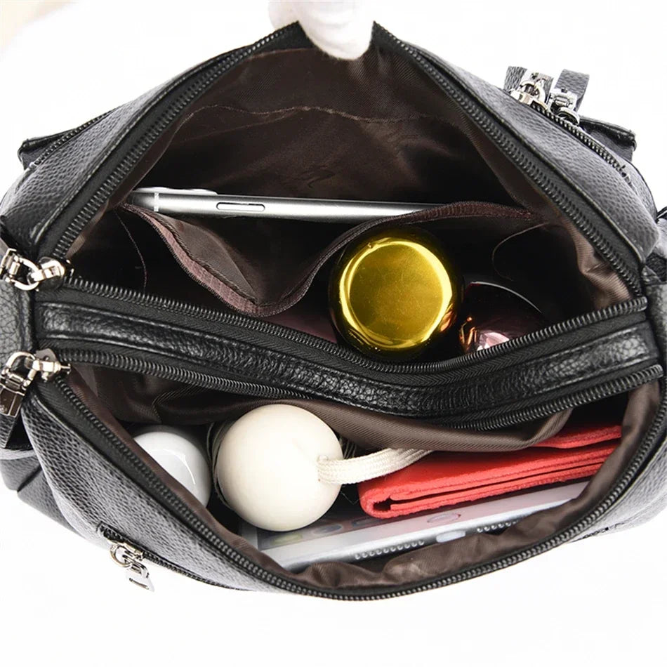 Casual Floral Embossed Leather Crossbody Shoulder Bag