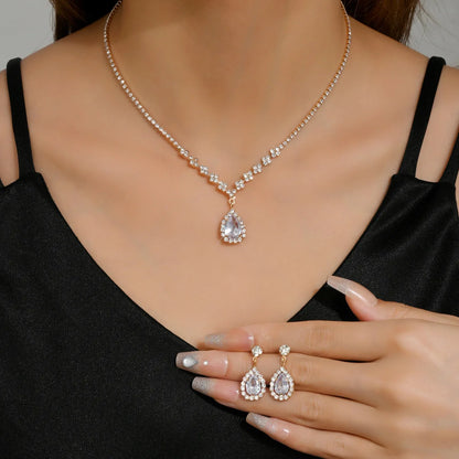 Women’s Water Drop Necklace & Earring Jewelry Set