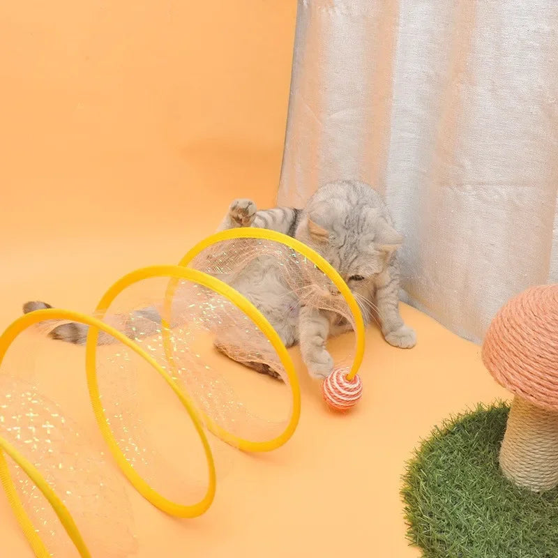 S Shape Foldable Cat Tunnel with Crinkle Balls