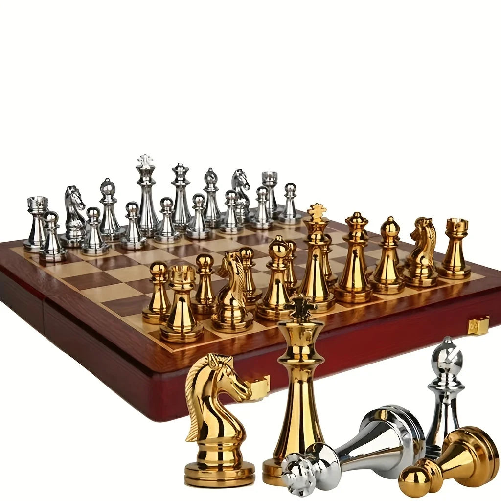 Deluxe Folding Wooden Chess Set