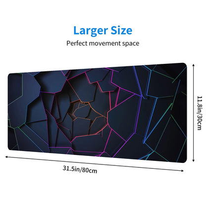 Extended Geometric Gaming Mouse Pad with Non-Slip Base