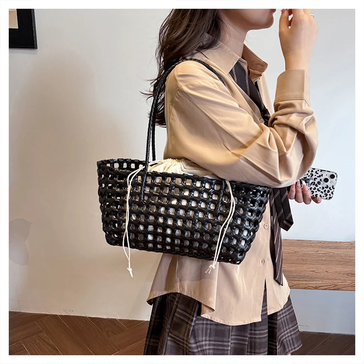 Handwoven Straw Tote Shoulder Bag