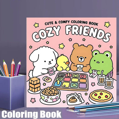Cozy Friends Adult Coloring Book