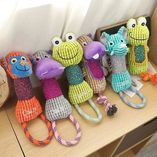 Corduroy Animal Squeaky Dog Toy