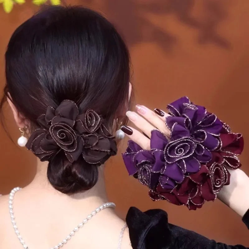 Women’s Double-Layer Floral Hair Scrunchie